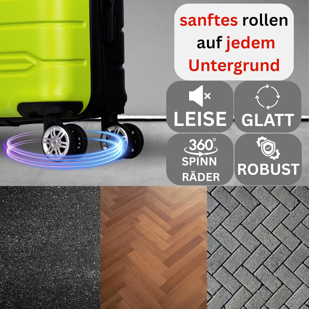 NOWI Hartschalenkoffer XL Gross - 96L Volumen - 8 Rollen 360° Drehbar - Leichter ABS Trolley mit Zah