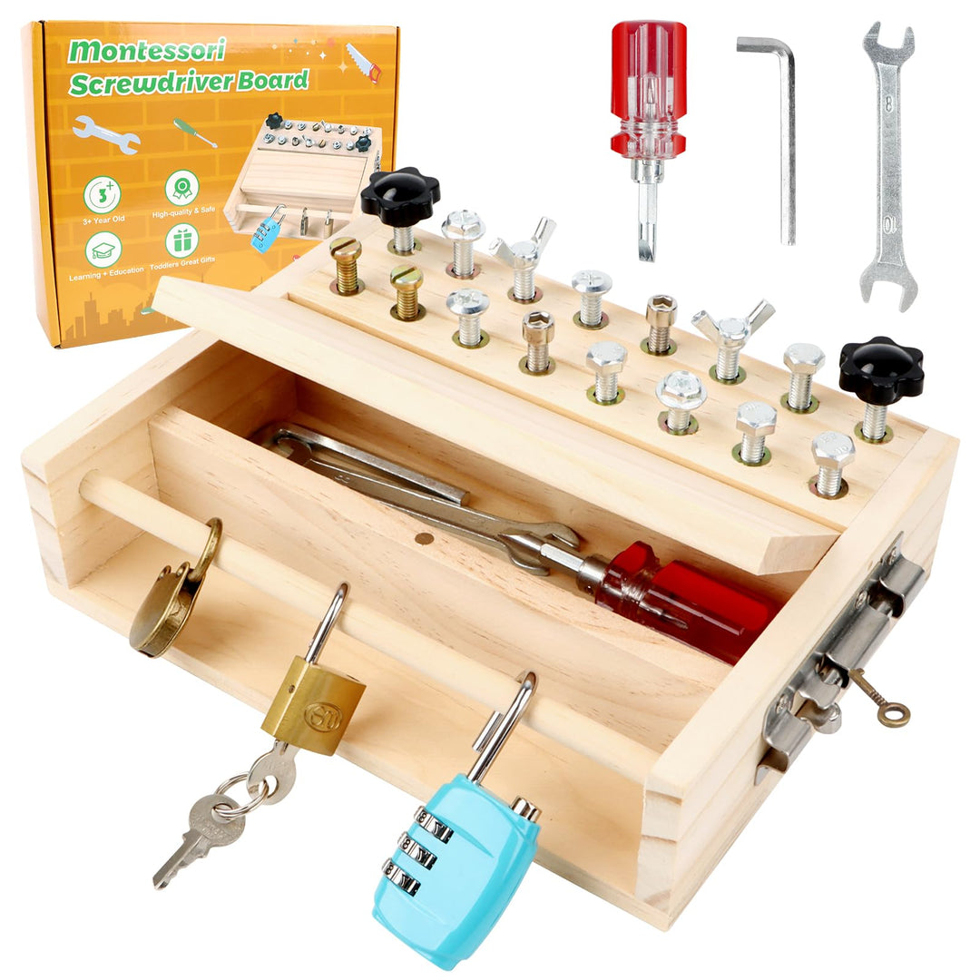 Montessori Spielzeug Schraubendreher Board Set,Motorikspielzeug Holzspielzeug Schraubendreher Brett,
