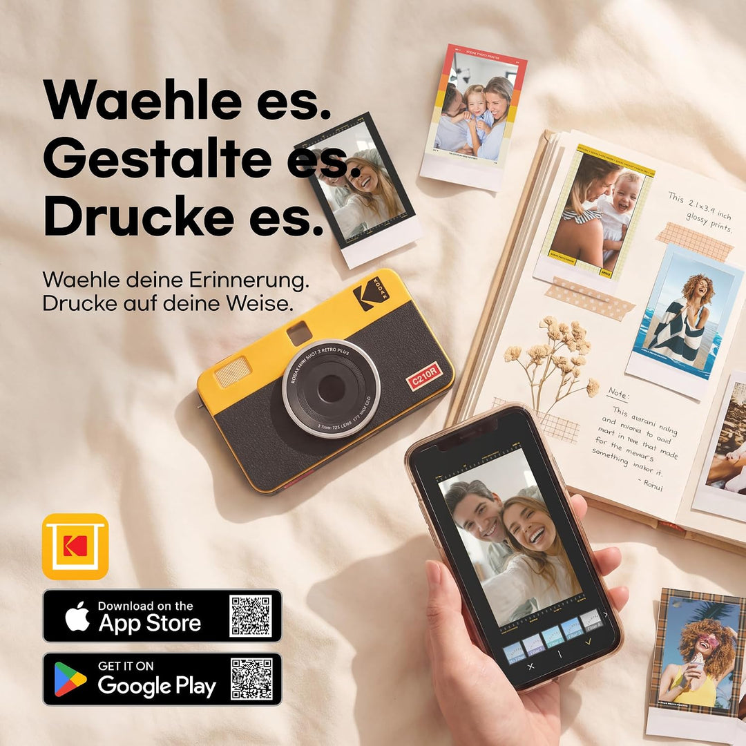 Kodak Mini Shot 2 Retro 4PASS Sofortbildkamera und Tragbarer Fotodrucker 2-in-1, 5,3×8,6 Centimeter