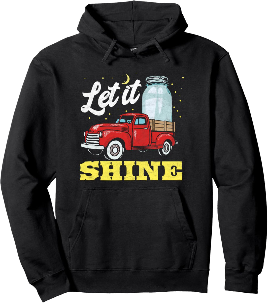 Let it Shine! Vintage Truck, Stars, Moon & Moonshine Jar Pullover Hoodie