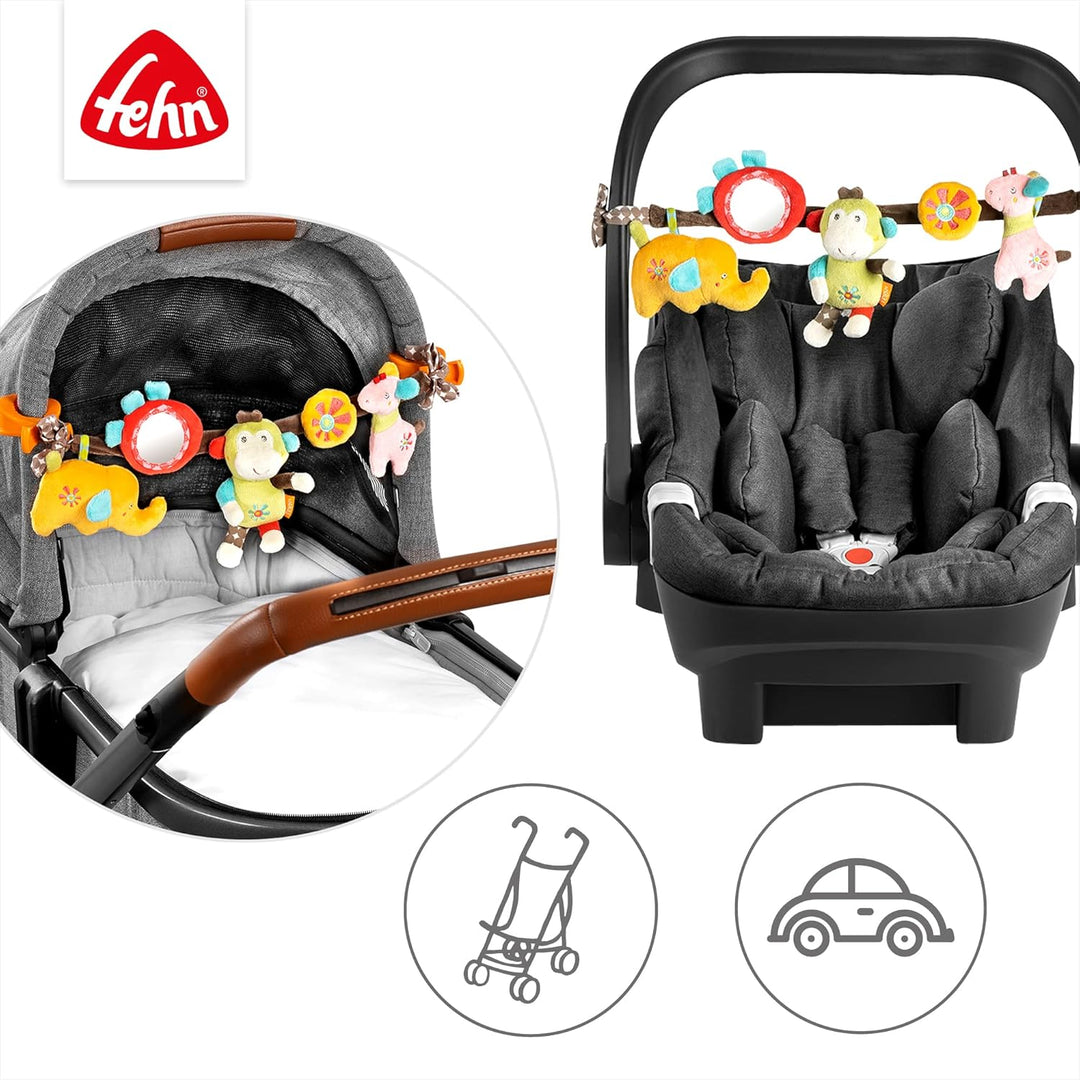 Fehn Kinderwagenkette Spielzeug Safari – Baby Mobile Kette mit niedlichen Figuren zum Aufhängen an K