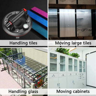 2 Stück Saugheber 8" Glassaugnapf Vakuumheber mit Manometer Tragfähigkeit 200kg ABS Handpumpe Glassa