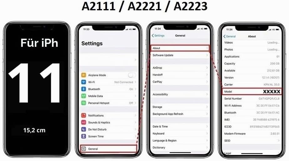 Smartex® Backcover aus Glas + Rahmen kompatibel mit iPhone 11 | Rückseite Cover + Frame (Weiss) 11 W