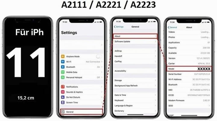 Smartex® Backcover aus Glas + Rahmen kompatibel mit iPhone 11 | Rückseite Cover + Frame (Weiss) 11 W