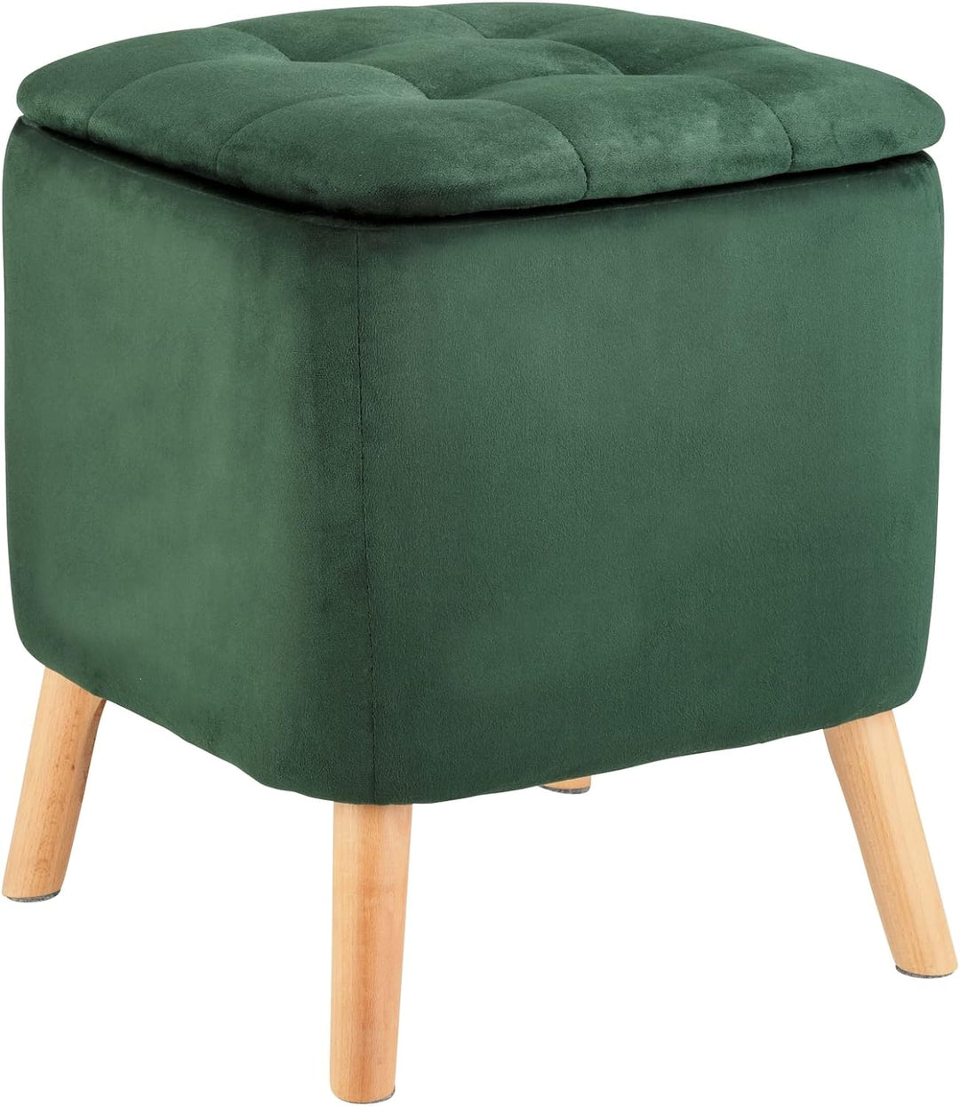 WENKO Hocker mit Stauraum grün [Edles Design] Sitzhocker mit Stauraum - Fusshocker mit stabilen Holz