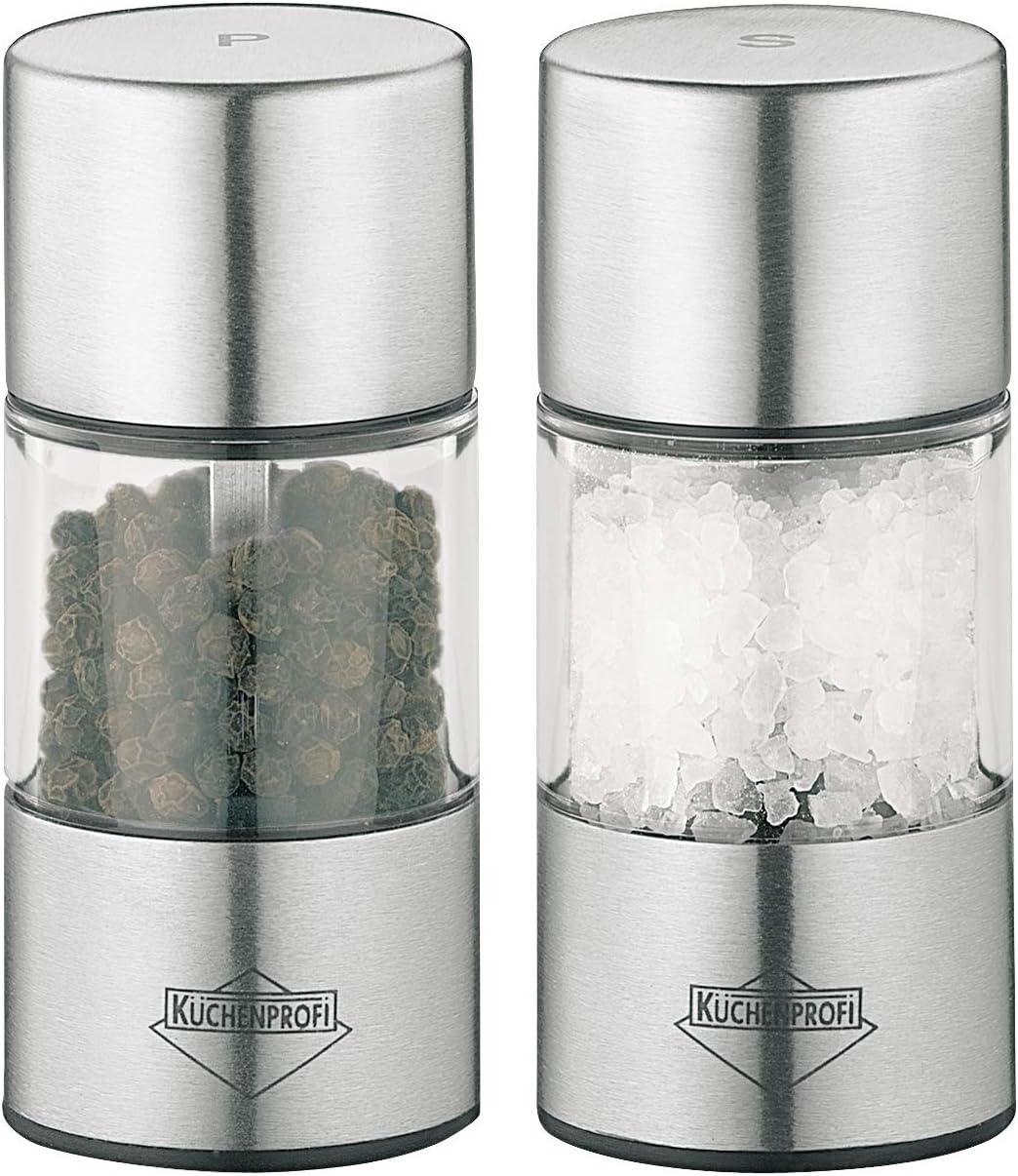 Küchenprofi Midi Mühlen Set Vienna 8,5 cm 3.4" x 1.5" Silber, 3.4" x 1.5" Silber