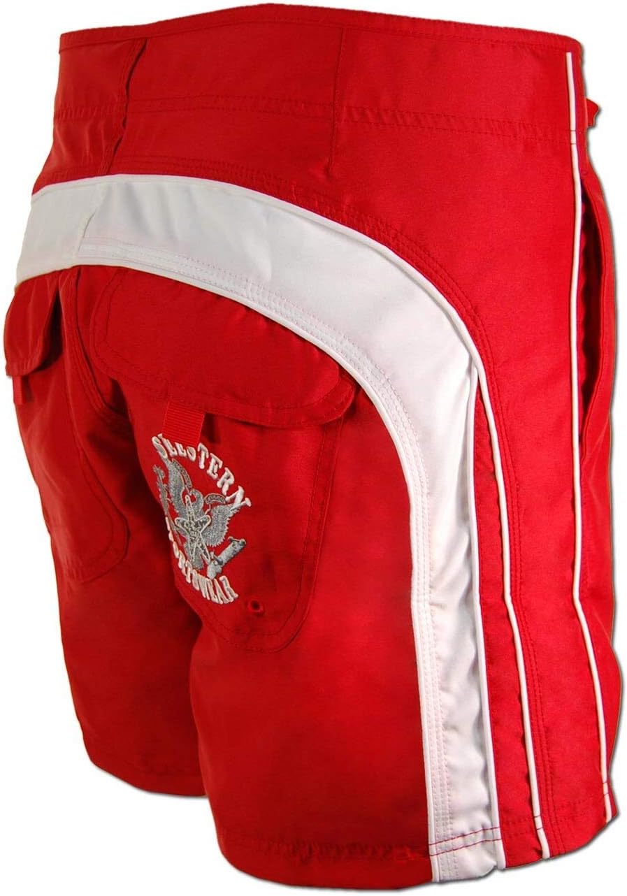 SEESTERN Herren Boardshorts kurzeVersion m.Taschen Surfshorts Bade Shorts XS-3XL /1644, S Rot