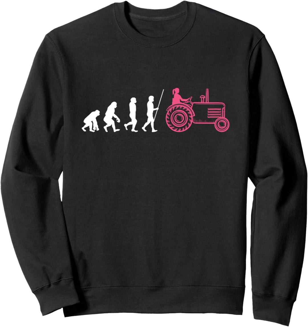 Frauen Trecker Landwirtin Traktor Evolution Sweatshirt