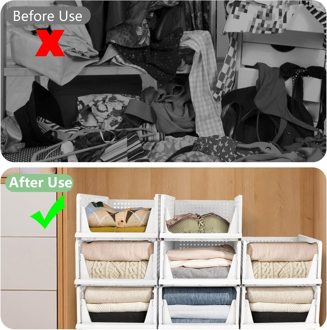 Diealles Shine Stapelbare Schubladenboxen, 4 Stück Kleiderschrank Organizer Ausziehbar, Plastik Schu