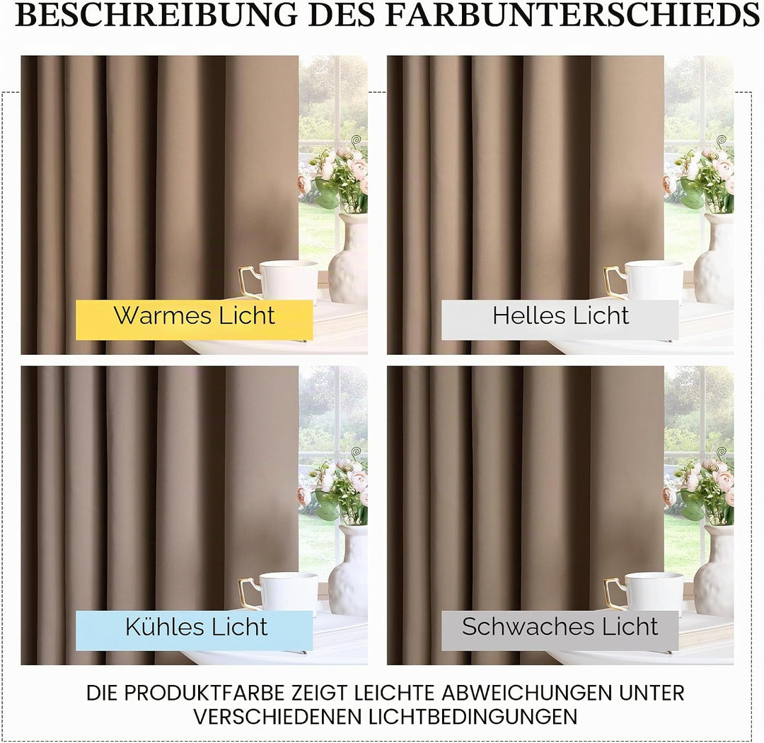 PONY DANCE Vorhang Blickdicht Ösen Gardinen für Grosse Fenster 2er Set H 260 x B 200 cm Gardinen Woh