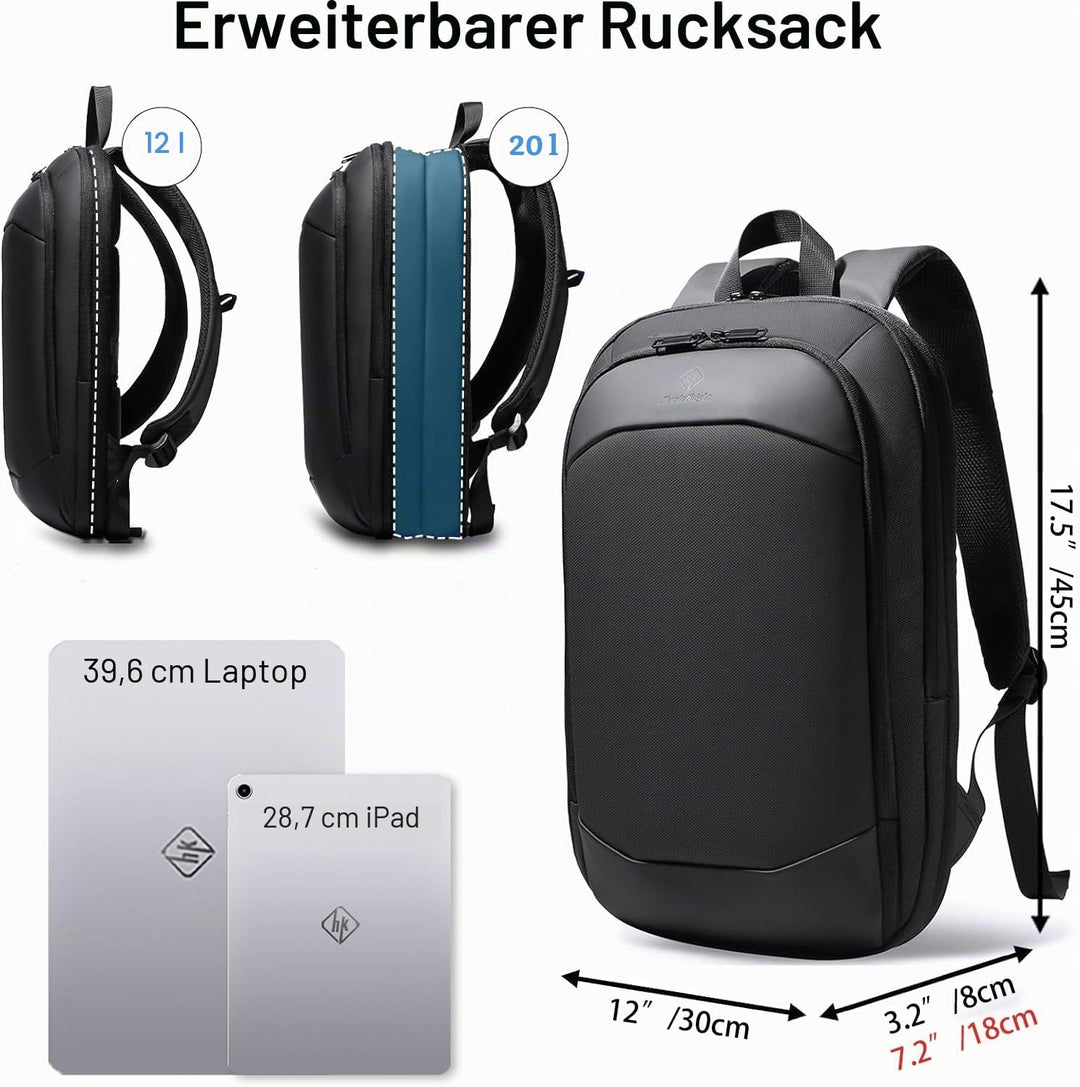 Laptop Rucksack Herren Business Rucksack leicht 15.6 Zoll wasserdichter erweiterbarer Reiserucksack
