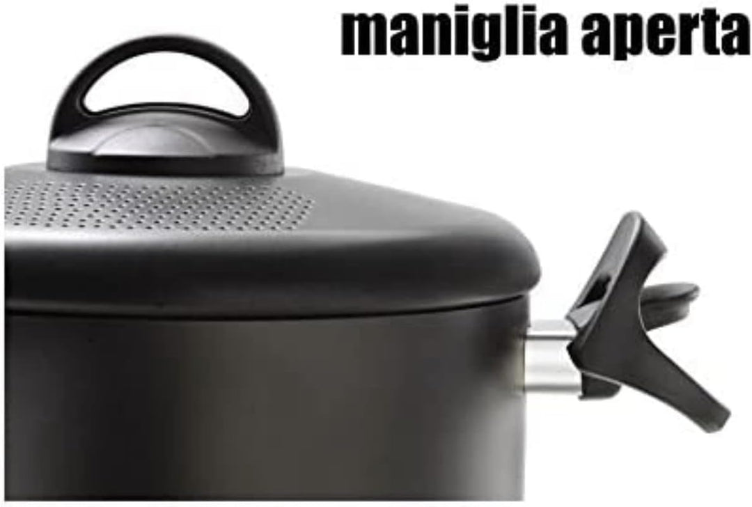 Accademia Mugnano Fuoco & Idee Kochtopf mit Sieb, Aluminium, schwarz, 6 Einheiten