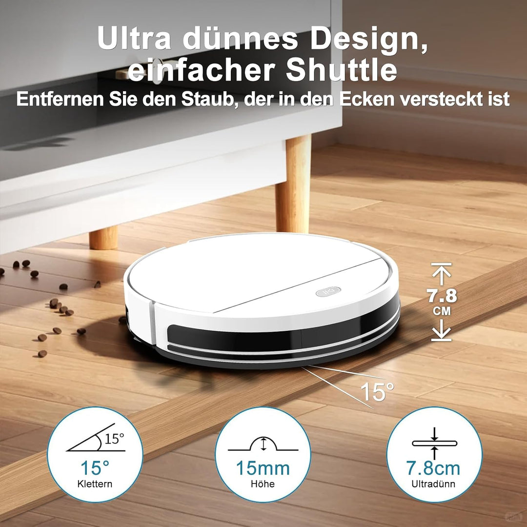 Saugroboter mit Wischfunktion bis zu 5500 Pa Anti-Tangle-Seitenbürste White-1, White-1