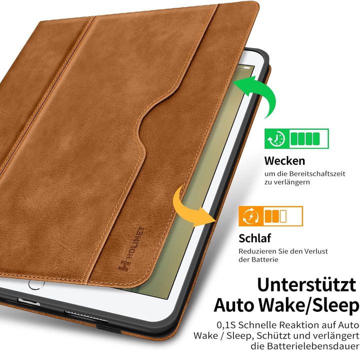 HOLIMET iPad 9 Generation Hülle mit Stifthalter, 2021/2020/2019 iPad 8/7. Generation PU-Leder Case T