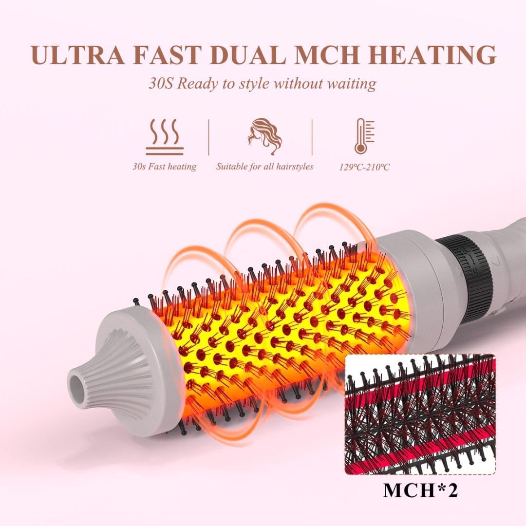 K&K Pro Thermobürsten-Set, Negativ-Ionen-Thermo-Rundbürste, Dual-Voltage-beheizter Rundbürsten-Style
