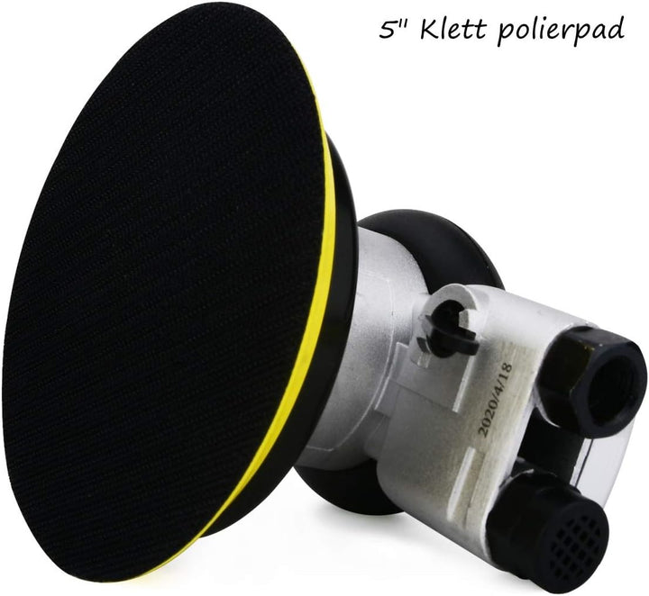 Exzenterschleifer Druckluft 125mm, Mini Polierer Professional Schleifmaschine Set, 10000 U/min (Silb
