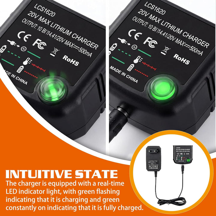 18V/20V Ladegerät Kompatibel mit Black & Decker 18V Ladegerät für Black und Decker Akku Lithium-Ione