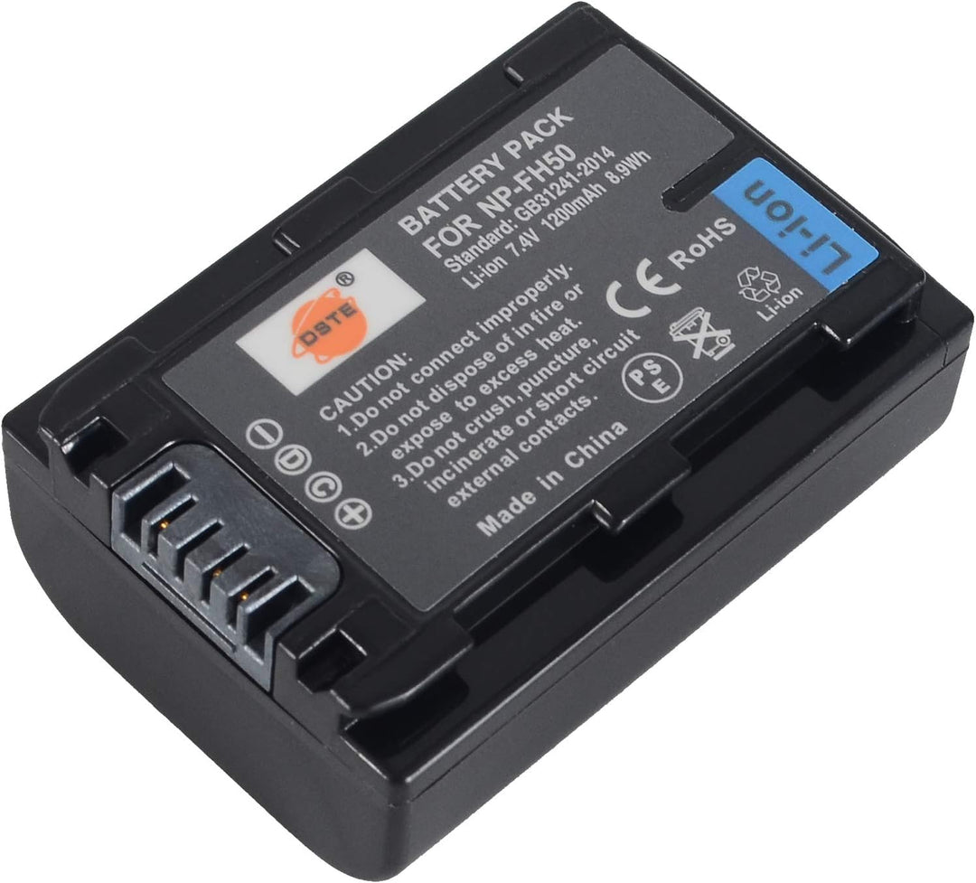 DSTE®（2 Pack） Ersatz Batterie und DC04E Reise Ladegerät Compatible für Sony NP-FH50 DSLR-A290 DSLR-A