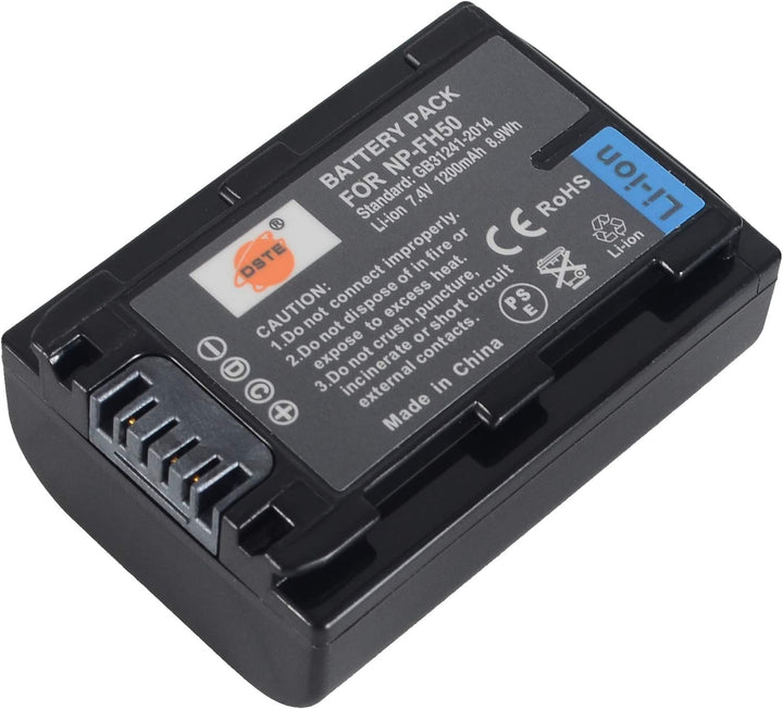 DSTE®（2 Pack） Ersatz Batterie und DC04E Reise Ladegerät Compatible für Sony NP-FH50 DSLR-A290 DSLR-A