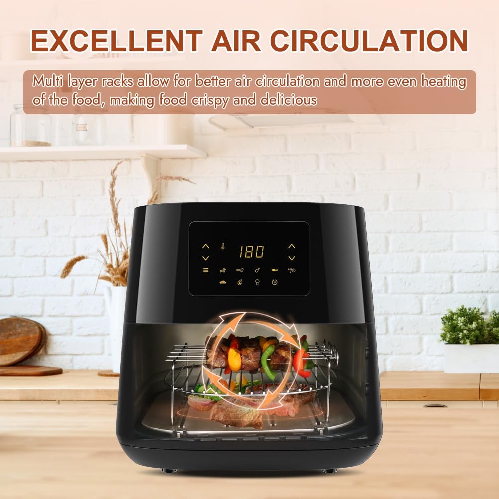 YQL Airfryer zubehör für gross Philips Airfryer XXL, 304 Heissluftfritteuse Grillrost mit 5 Spiesse