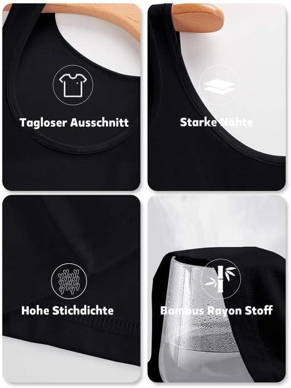 COLORFULLEAF 3/5er Pack Bambus V Ausschnitt T-Shirt Herren Stretch Unterhemd Männer Einfarbig Busine