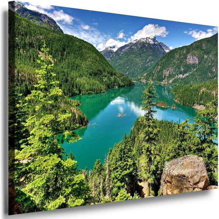 Julia-Art Leinwandbilder Landschaft Bild 100 x 70 x 2 cm - Wandbild 1 teilig - Wand Deko Modern Desi