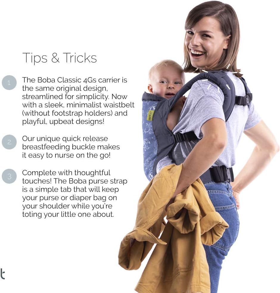 Boba Babytrage Classic Carrier - Babytragetasche im Rucksack Stil – Tragen Sie Ihr Kind auf dem Bauc