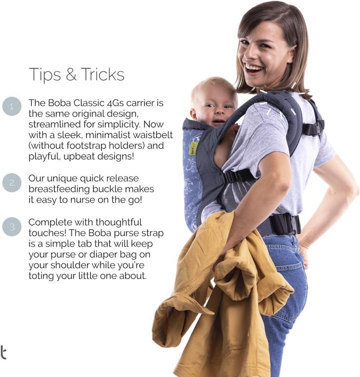 Boba Babytrage Classic Carrier - Babytragetasche im Rucksack Stil – Tragen Sie Ihr Kind auf dem Bauc