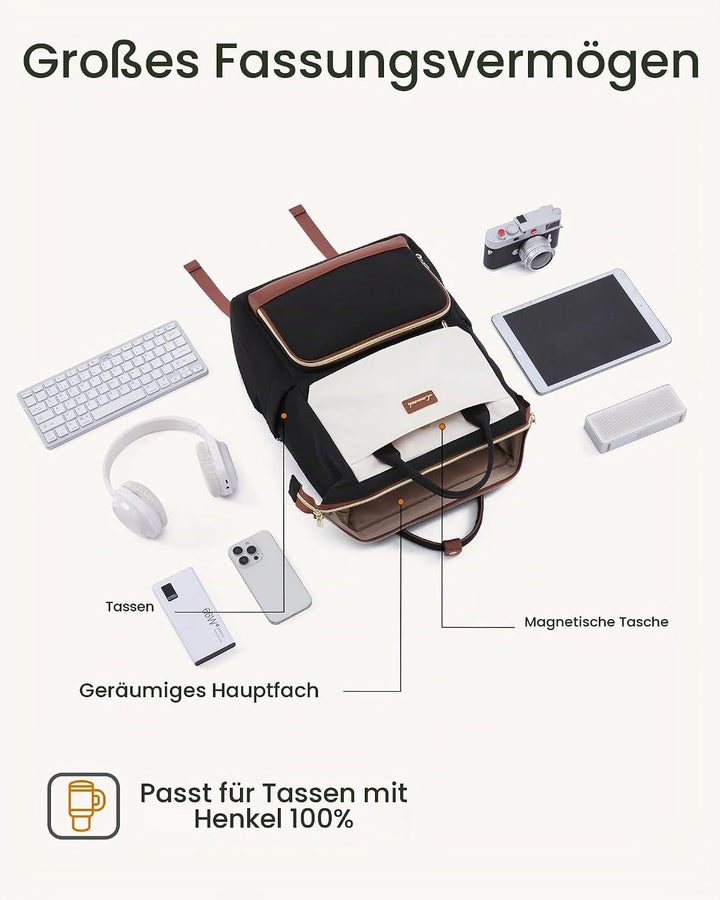 LOVEVOOK Rucksack Damen, 15,6 Zoll Laptop Schulrucksack für Grosse Trinkflasche, Travel Backpack Wom