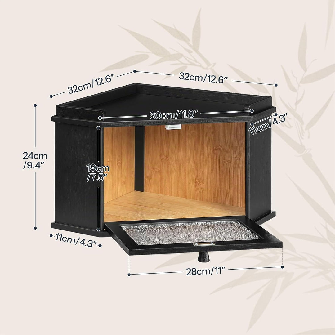 HOOBRO Brotkasten Bambus mit Gewellter Acryltür, Brotbox, Brotaufbewahrung für Brötchen und Gebäck,