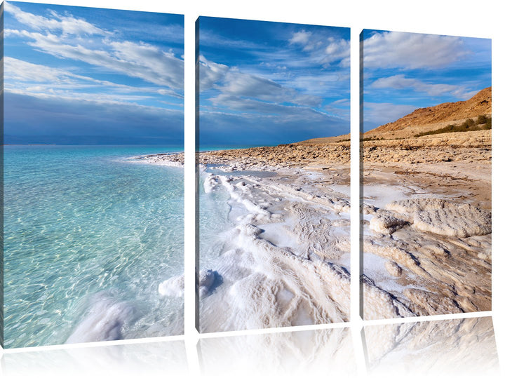 Pixxprint Das Tote Meer bei Tag 3-Teiler Leinwandbild 120x80 Bild auf Leinwand