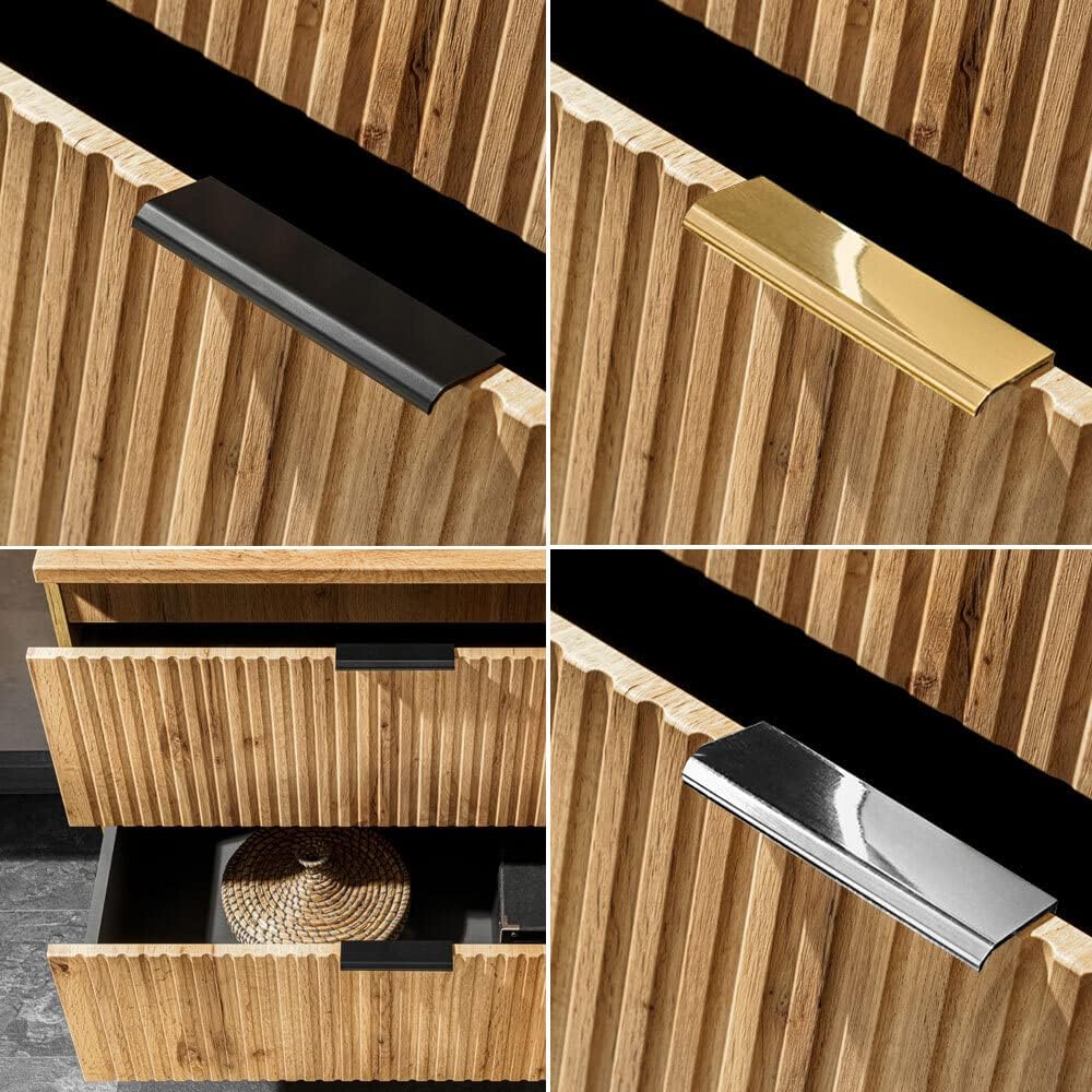 Lomadox Badezimmermöbel Waschtisch-Unterschrank 60cm Wotaneiche mit gerilllter Front Waschbecken Bad