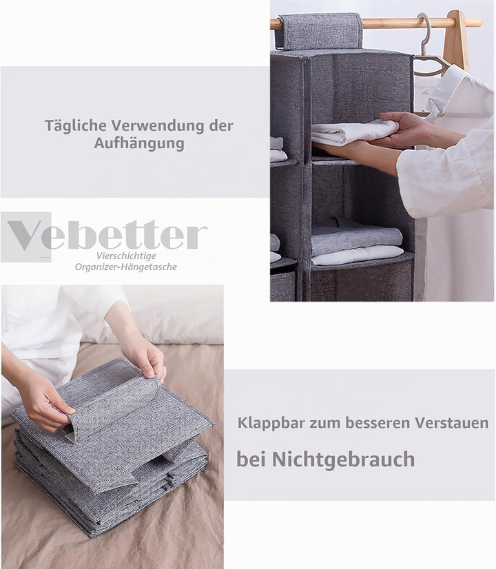 Hängeorganizer, Schrank-Organizer, Hängeregal, Hängeaufbewahrung, Faltbar Platzsparend, Hängeregal S