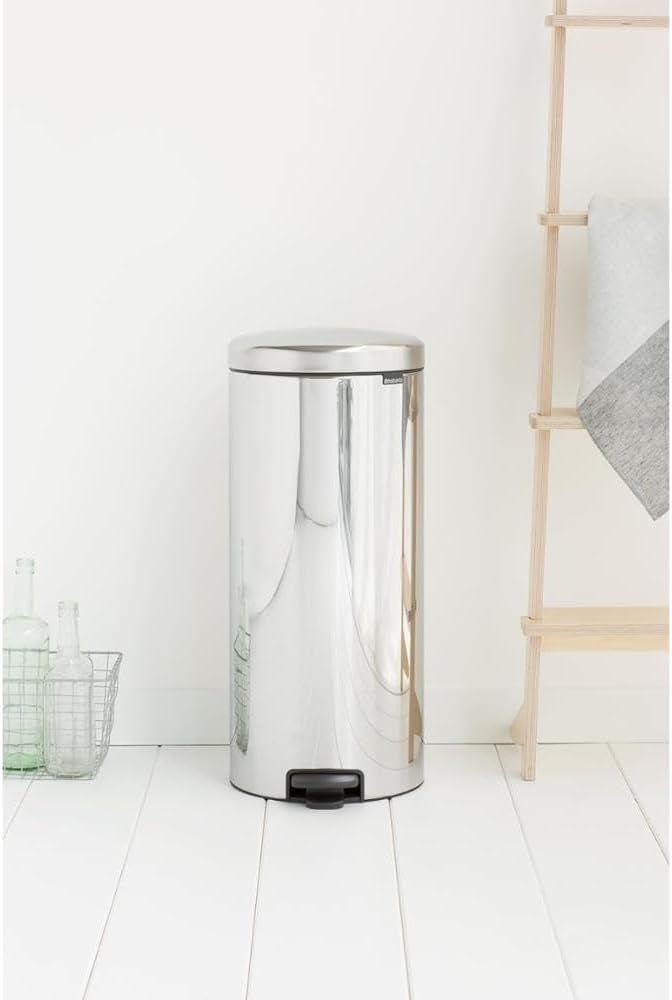 Brabantia Treteimer mit Inneneimer aus Kunststoff, stahl, Brilliant Steel, 30 Liter Brilliant Stahl