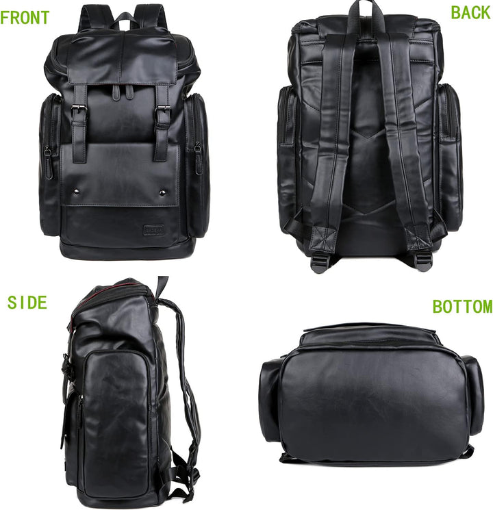 BAOSHA BP-16 PU Leder Casual Rucksack College Rucksack Daypack Schwarz