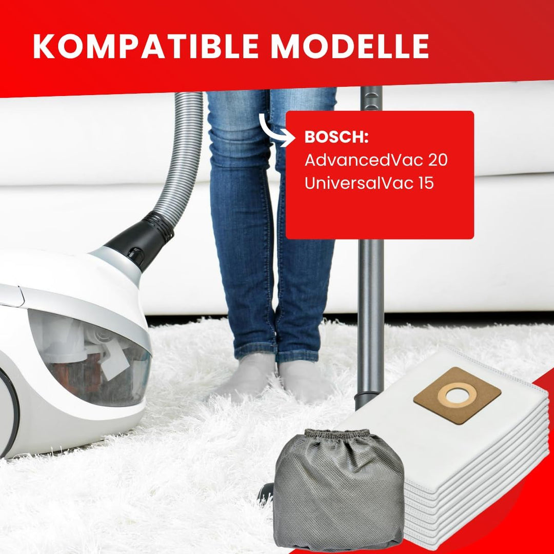 Invest - Staubsaugerbeutel Ersatz, Filtertüten Beutel Kompatibel mit BOSCH AdvancedVac 20, BOSCH Uni