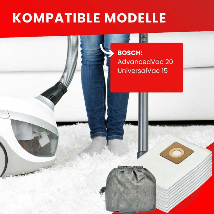 Invest - Staubsaugerbeutel Ersatz, Filtertüten Beutel Kompatibel mit BOSCH AdvancedVac 20, BOSCH Uni
