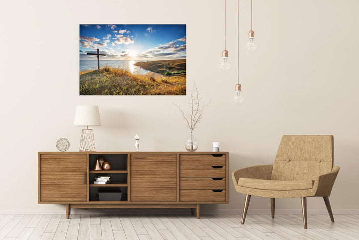 islandburner XXL Bild Poster Kreuz An Wildem Strand Bei Sonnenaufgang Premium Bilder Fotodruck Poste