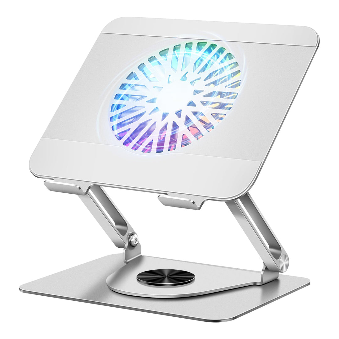 ICARE Laptop Ständer mit Magnetischem RGB Laptop Kühler, 360° Schwenkbar, 10KG Tragkraft und 18dB Le