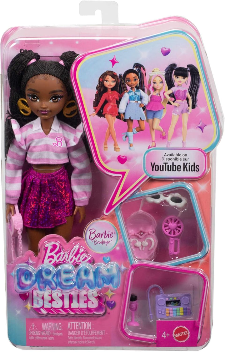 Barbie Dream Besties Brooklyn“ Modepuppe und Zubehörteile, beweglich mit brünetten Haaren und Spielt