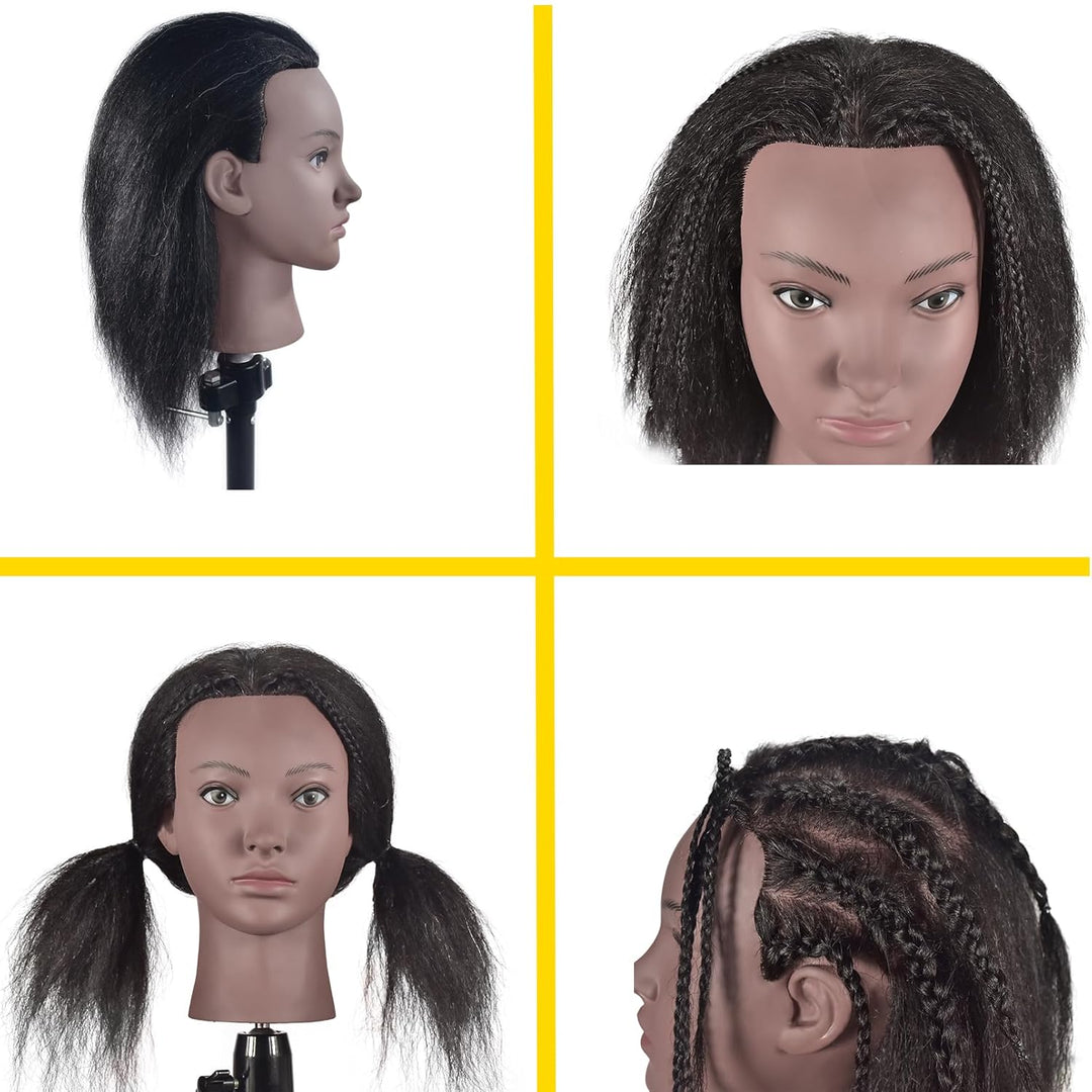 RUISIMEI Ausbildung Kopf 100% echtes Haar Kosmetologie Schaufensterpuppe Kopf Manikin Puppe Kopf (Cl