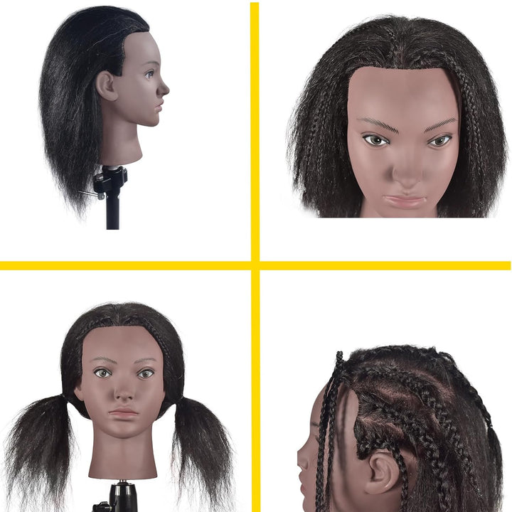 RUISIMEI Ausbildung Kopf 100% echtes Haar Kosmetologie Schaufensterpuppe Kopf Manikin Puppe Kopf (Cl
