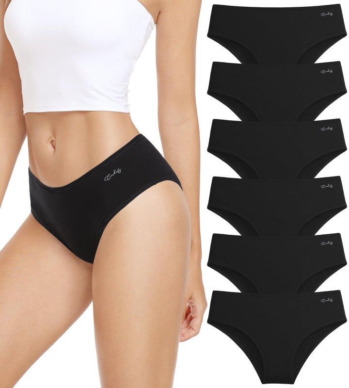 anqier Unterhosen Damen, 6er Pack Baumwolle Panties Atmungsaktiv Slips Damen Bequeme Hipster Frauen