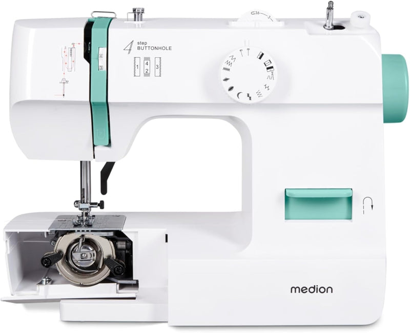 MEDION Nähmaschine SM70 (70 Watt, 12 verschiedene Stichmuster, LED-Nählicht, verstellbare Stichlänge