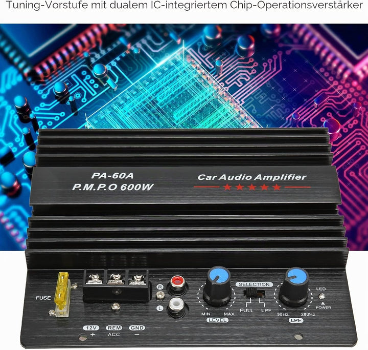 Stereo-Audio-Leistungsverstärker, 12 V 600 W Auto-Sound-Leistungsverstärkerplatine, Digital-Verstärk