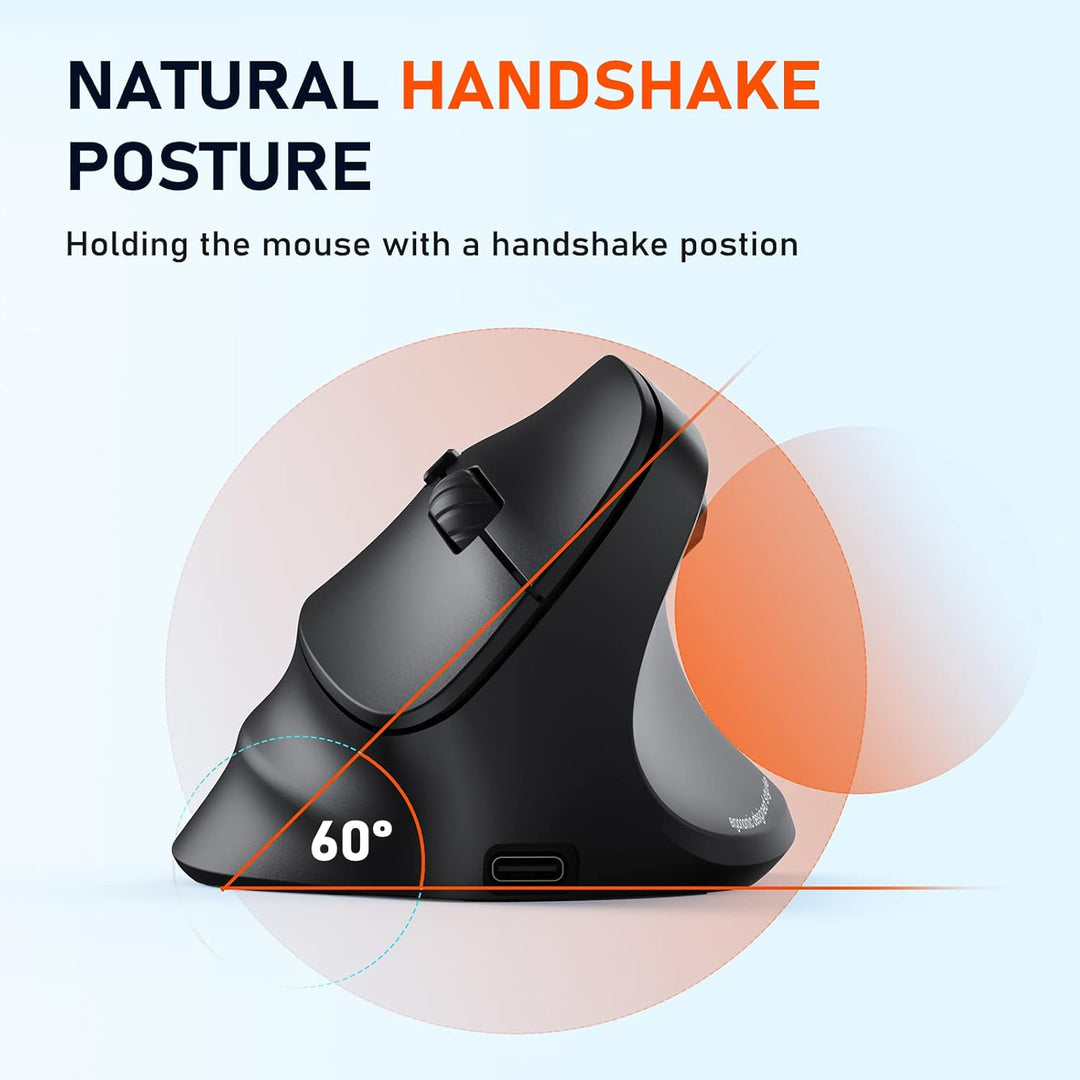 MEETION Ergonomische Maus, Kabellose Vertikale Maus RGB Wiederaufladbare Funkmaus für Bluetooth(5.2