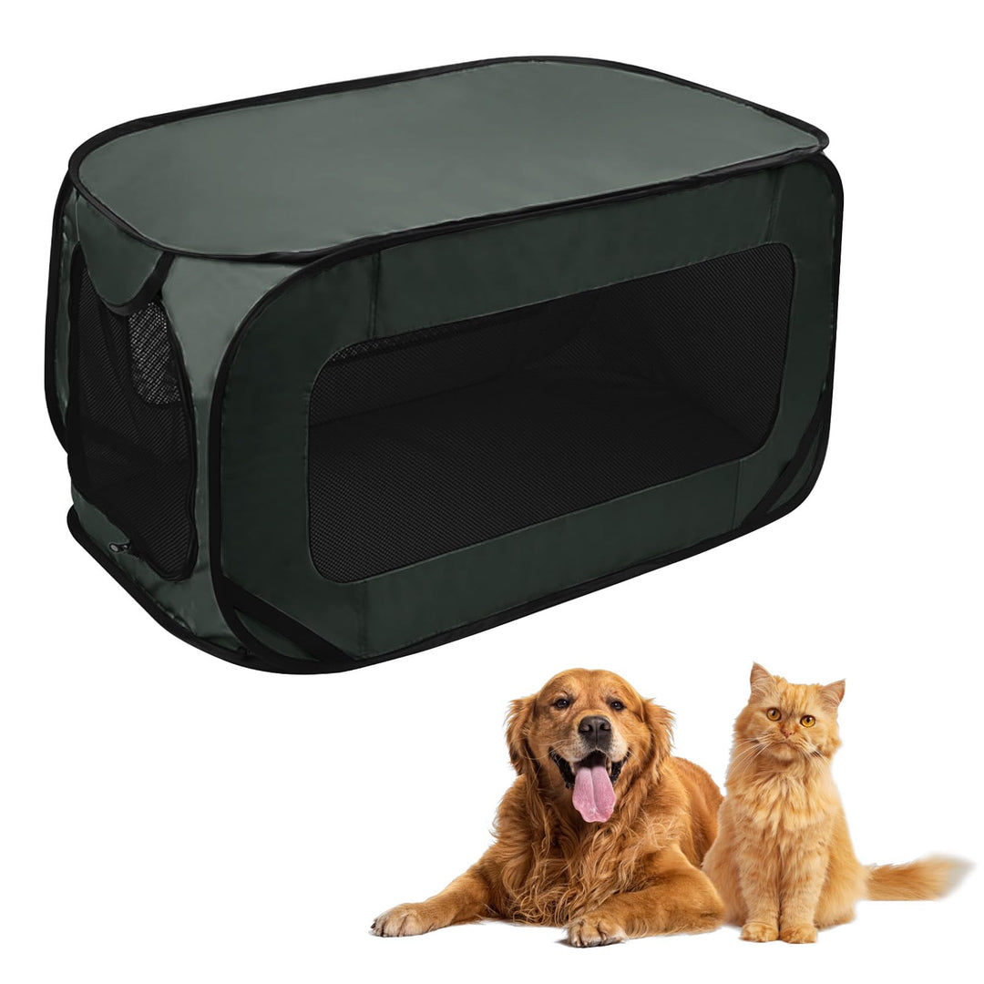 Hundetransportbox Faltbar 92×52×52 cm,Hundebox Auto mit Doppeltüren aus Oxford Stoff,Tragbare Pop-Up