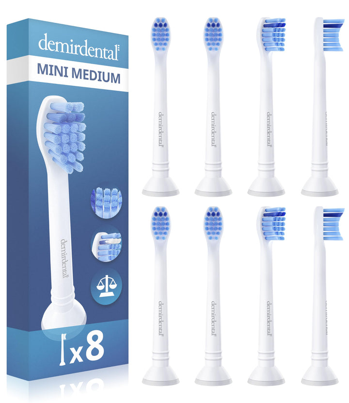 8er demirdental Ersatzbürsten passend für Philips Sonicare, Mini Aufsätze & Aufsteckbürsten, Medium