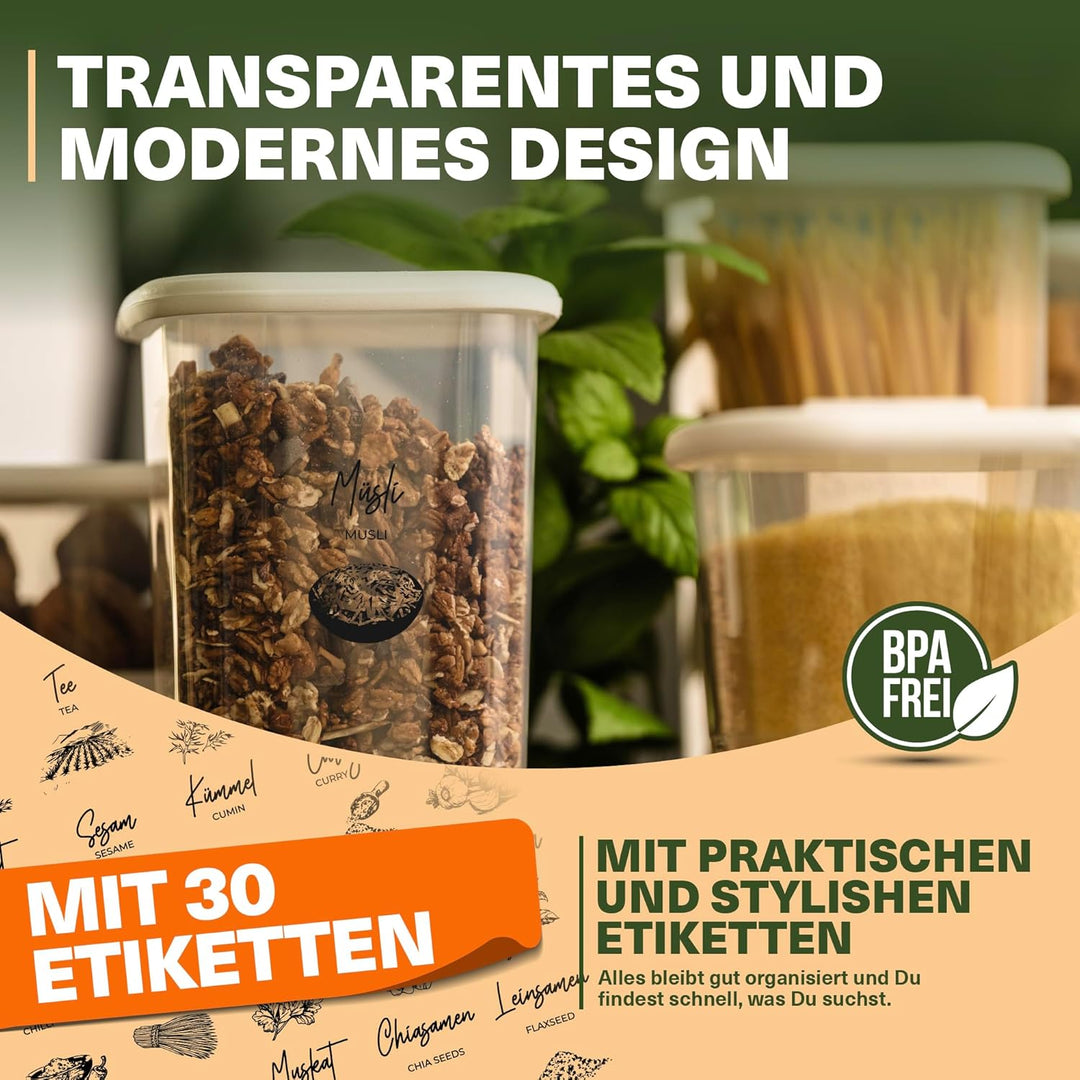 Viwares luftdichte Vorratsdosen mit Deckel | 12er Vorratsbehälter Set | BPA-FREI | Zur Müsli Mehl un
