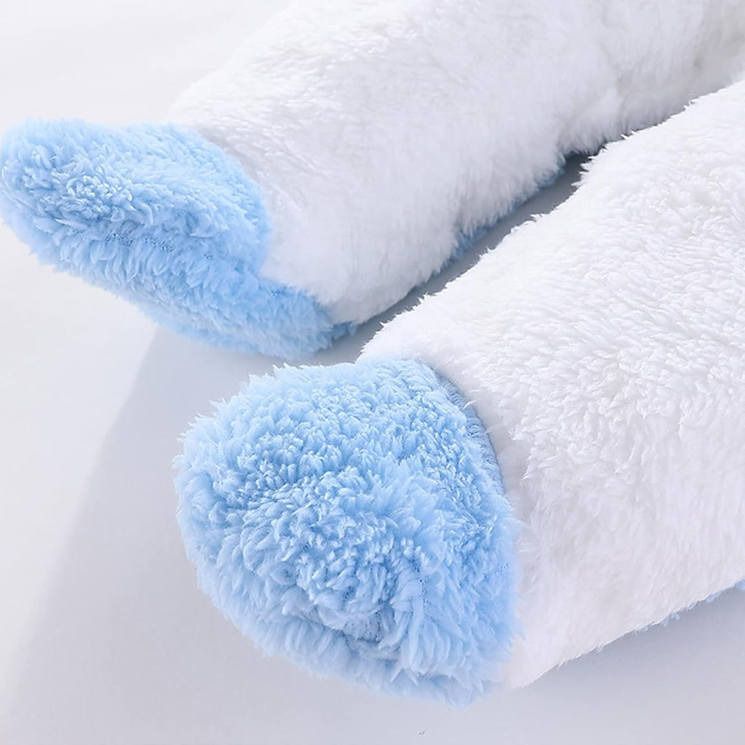 Neugeborene Baby Cartoon Bär Schneeanzug Wintermantel Fleece Kapuze Strampler Jumpsuit Blauer hase 9
